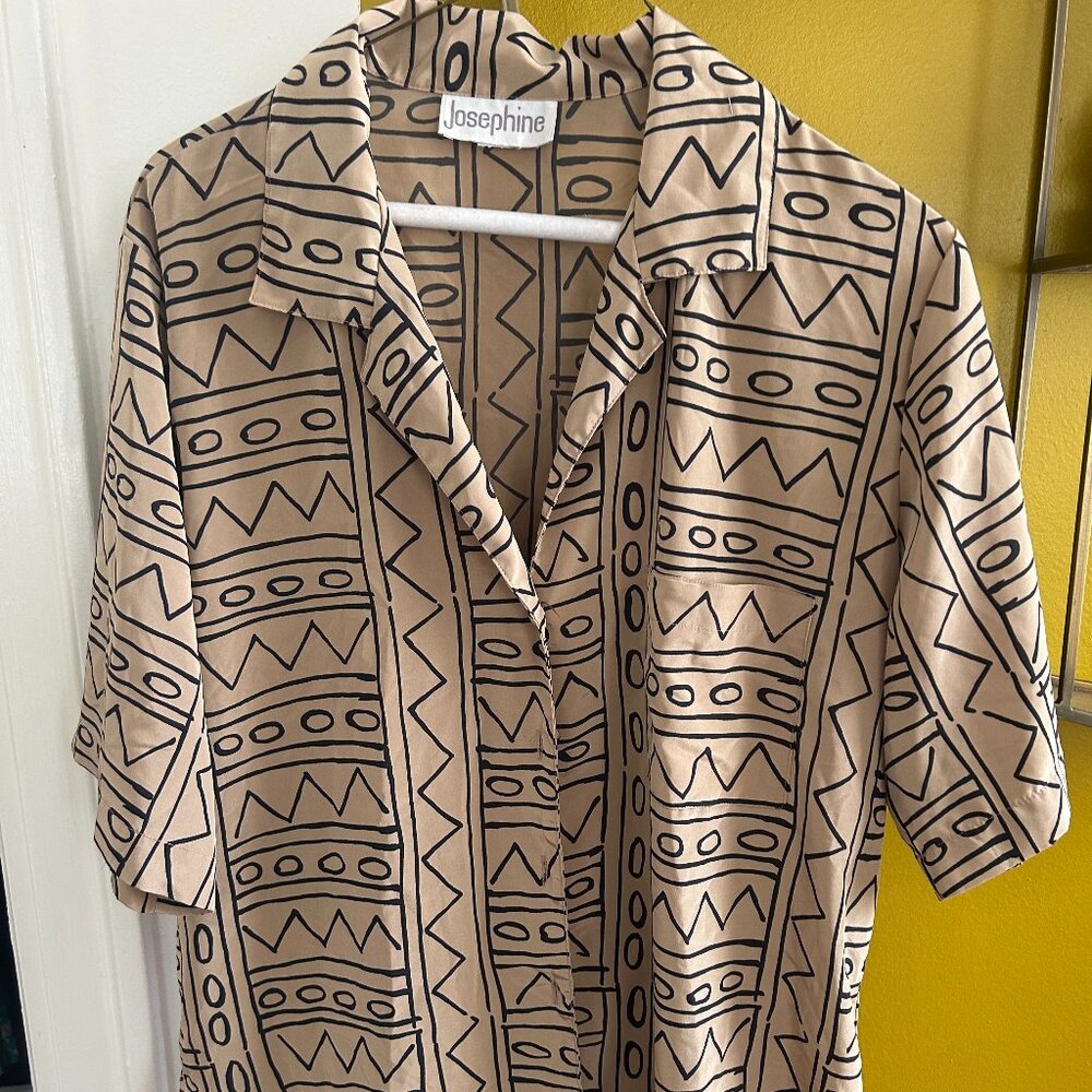 Vintage Button Down w/ Geometric Pattern